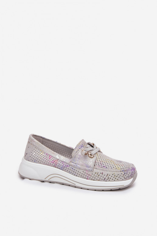 en daim chaussures Fabriqué en cuir naturel avec une plateforme Artiker 56C2104 couleur grise