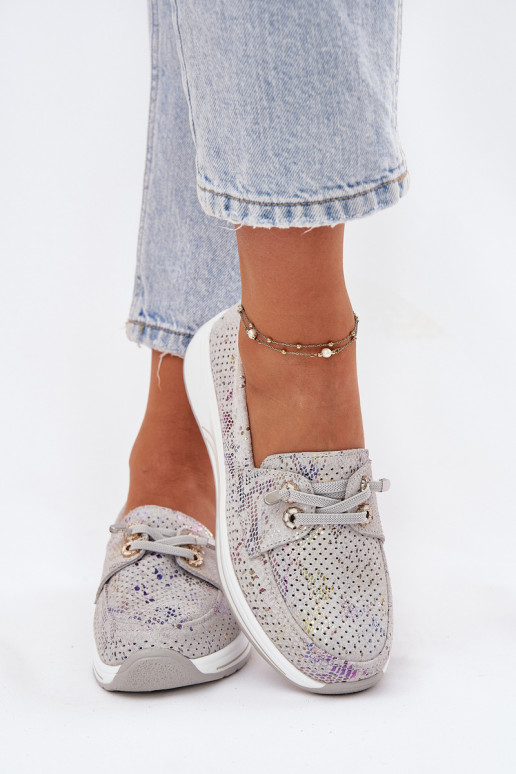 en daim chaussures Fabriqué en cuir naturel avec une plateforme Artiker 56C2104 couleur grise