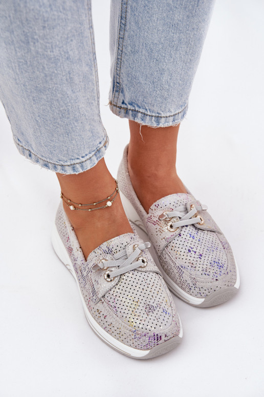 en daim chaussures Fabriqué en cuir naturel avec une plateforme Artiker 56C2104 couleur grise