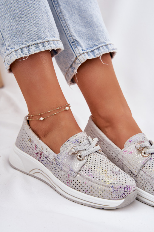 en daim chaussures Fabriqué en cuir naturel avec une plateforme Artiker 56C2104 couleur grise