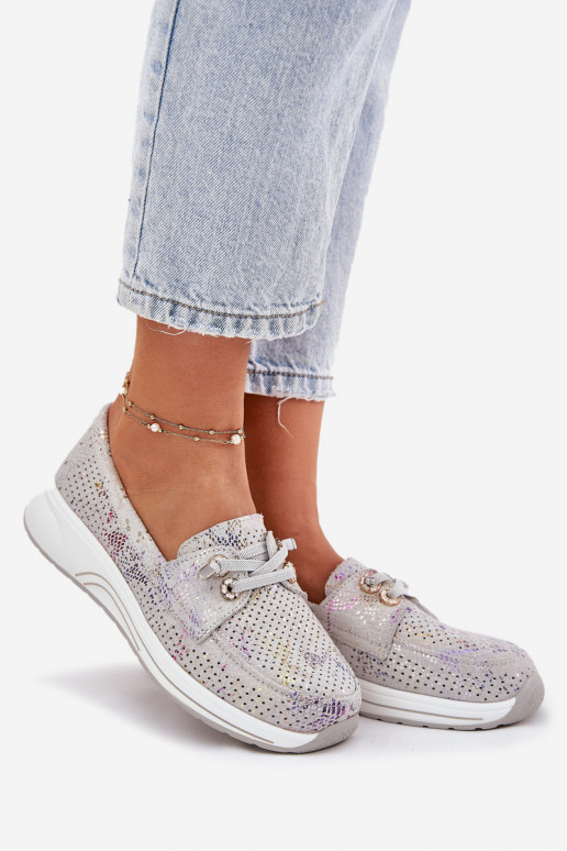 en daim chaussures Fabriqué en cuir naturel avec une plateforme Artiker 56C2104 couleur grise