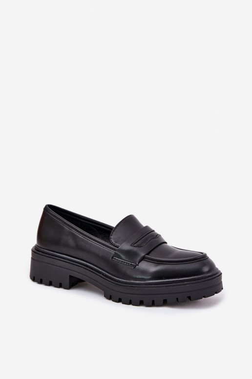 Modèle classique mocassins pour femmes en cuir écologique couleur noire Enticca Modèle classique mocassins pour femmes en cuir écologique couleur noire Enticca