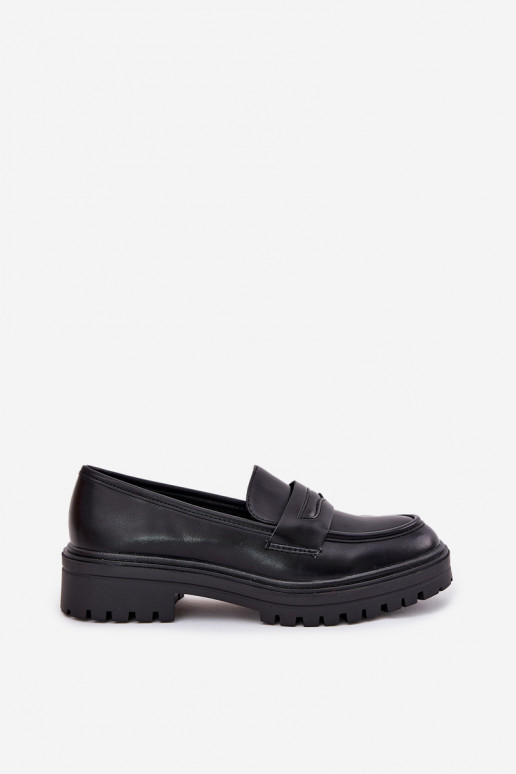 Modèle classique mocassins pour femmes en cuir écologique couleur noire Enticca Modèle classique mocassins pour femmes en cuir écologique couleur noire Enticca
