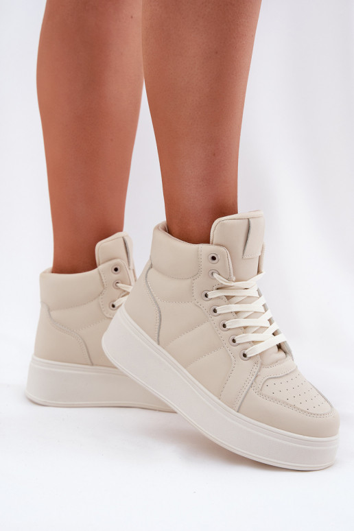 Grand Chaussures modèle baskets Féminin avec une plateforme beige Tillive