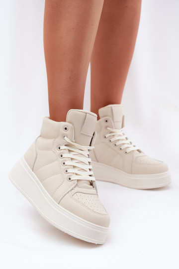 Grand Chaussures modèle baskets Féminin avec une plateforme beige Tillive 2