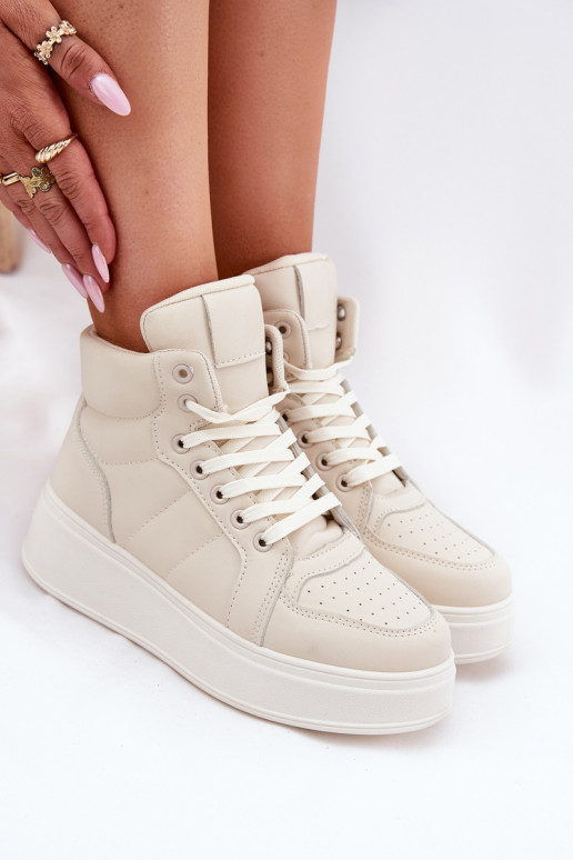 Grand Chaussures modèle baskets Féminin avec une plateforme beige Tillive