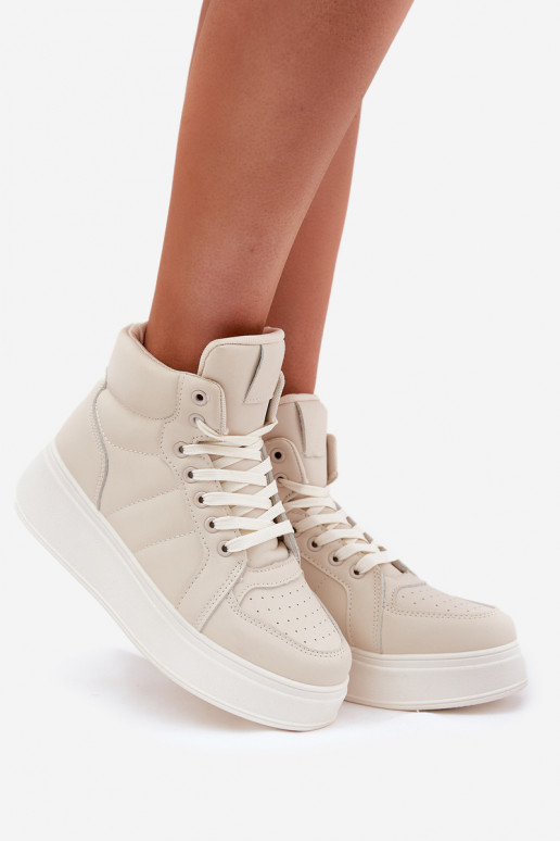 Grand Chaussures modèle baskets Féminin avec une plateforme beige Tillive