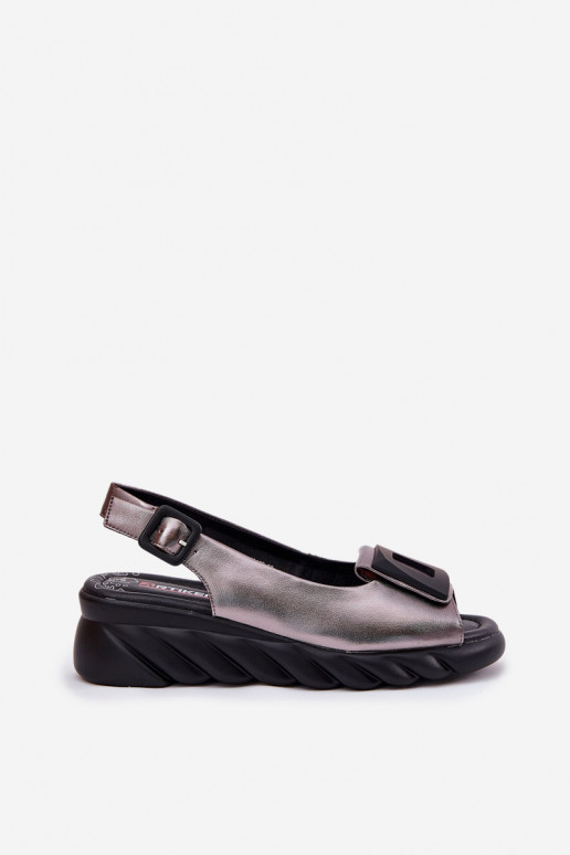 Sandales pour femmes Féminin Sur un coin avec décoration Artiker 56C2158 couleur grise