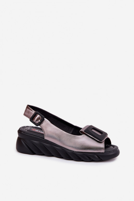 Sandales pour femmes Féminin Sur un coin avec décoration Artiker 56C2158 couleur grise