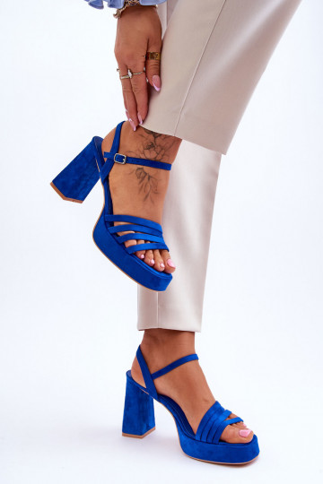 Féminin Talons hauts élégants en daim et plateforme couleur bleue Verda 2