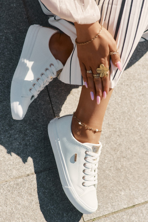 Chaussures décontractées blanches en simili cuir pour femmes Big Star RR274748 Chaussures décontractées blanches en simili cuir pour femmes Big Star RR274748