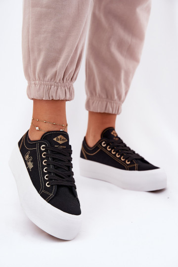 Baskets textiles avec une plateforme Lee Cooper LCDANS-25-31-3431L couleur noire 2