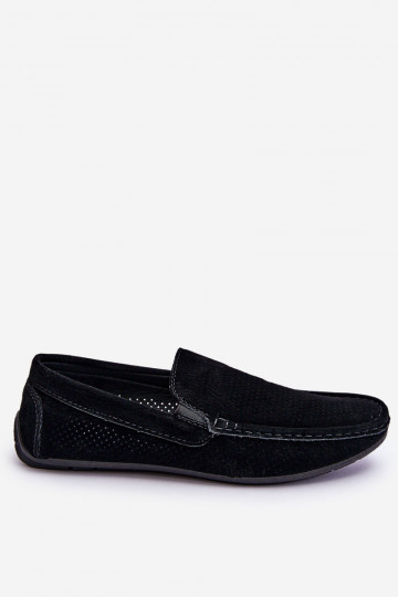 Mâle Mocassins classiques en daim couleur noire Felixo