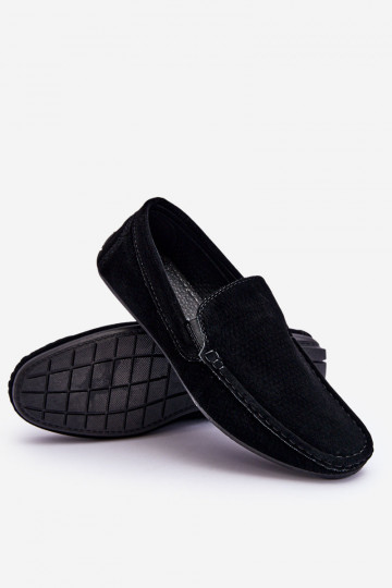 Mâle Mocassins classiques en daim couleur noire Felixo 2