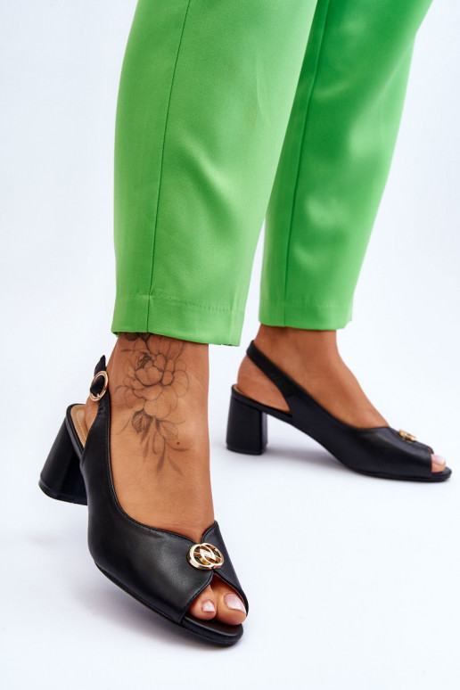 À la mode Peau Sandales à talons hauts couleur noire Hette À la mode Peau Sandales à talons hauts couleur noire Hette