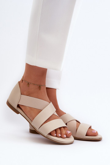Sandales en cuir avec pompon beige Apulia 2