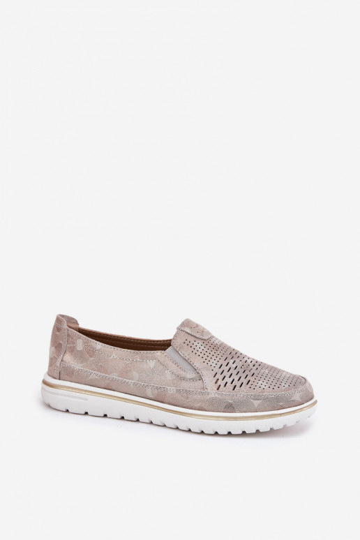 composé de chaussures en daim d'un modèle frappant de couleur beige-or Inez