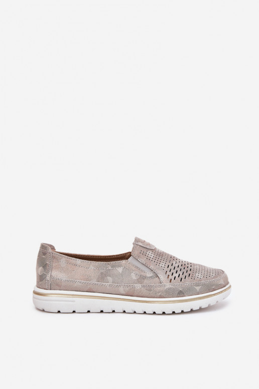 composé de chaussures en daim d'un modèle frappant de couleur beige-or Inez