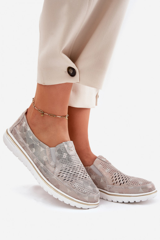 composé de chaussures en daim d'un modèle frappant de couleur beige-or Inez