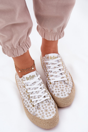 À motifs Chaussures de loisirs avec une plateforme Avec tresse Lee Cooper LCDANS-25-08-3648L Blanc-couleur dorée 2