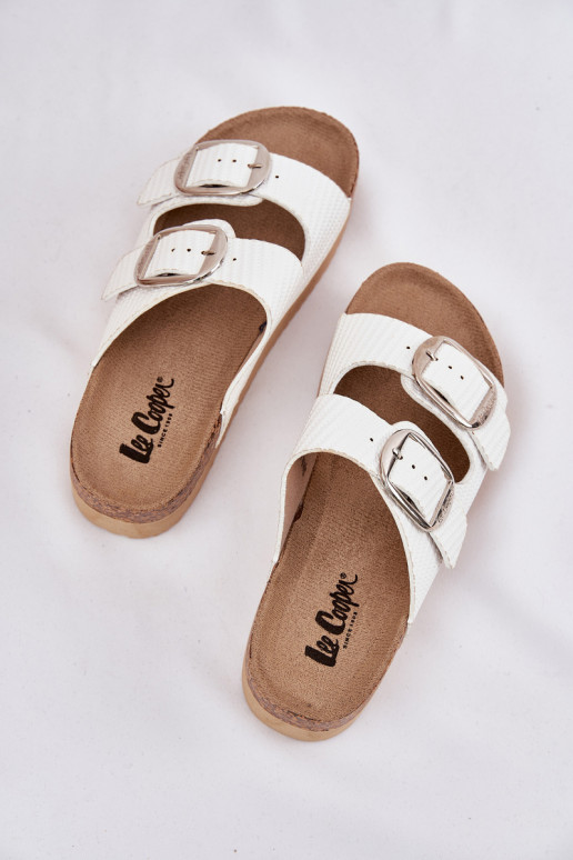Pantoufles pour femmes Platformie avec boucles Lee Cooper LCDANS-25-35-3496L couleur blanche