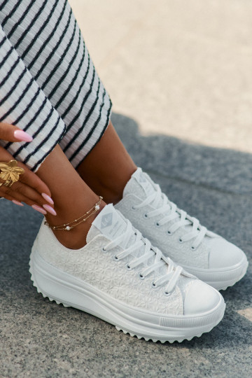 Chaussures de loisirs Z Haftem avec une plateforme Lee Cooper LCDANS-25-31-3465L couleur blanche