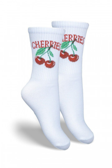 Chaussettes pour enfants Jeunesse CHERRIES couleur blanche