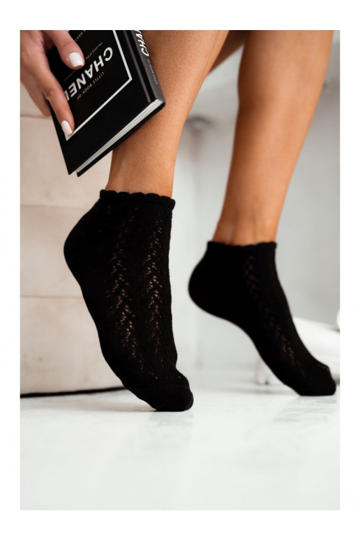 Chaussettes Féminin Stopki avec des éléments ajourés couleur noire Chaussettes Féminin Stopki avec des éléments ajourés couleur noire