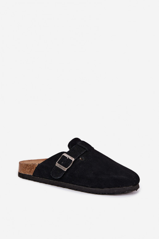 Pantoufles de Suèdes Sabots Féminin avec boucles Big Star RR274A384 couleur noire