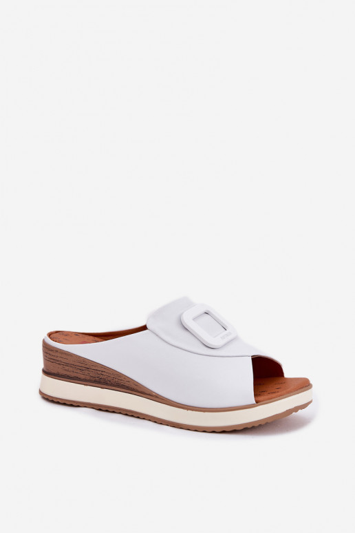 Chaussons en cuir véritable avec plateforme Artiker 56C2144 couleur blanche