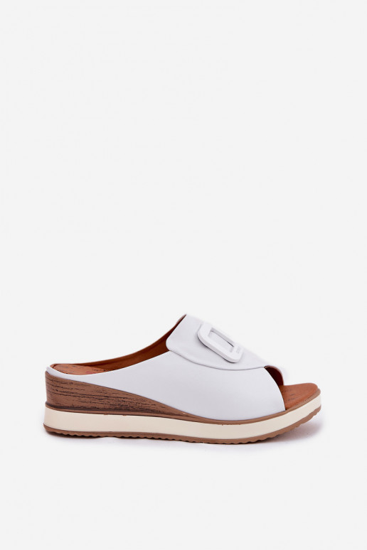 Chaussons en cuir véritable avec plateforme Artiker 56C2144 couleur blanche
