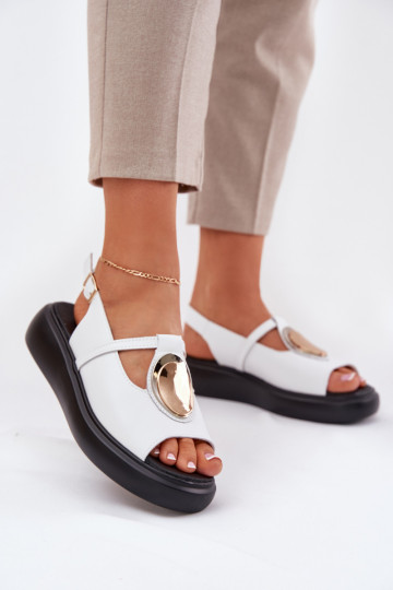 Peau Style élégant Sandales pour femmes S.Barski GR51-603 couleur blanche 2