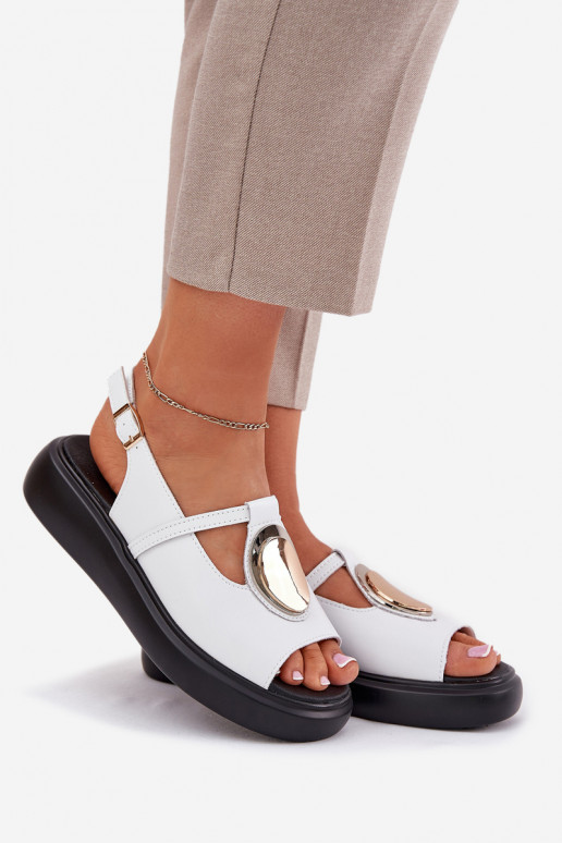 Peau Style élégant Sandales pour femmes S.Barski GR51-603 couleur blanche