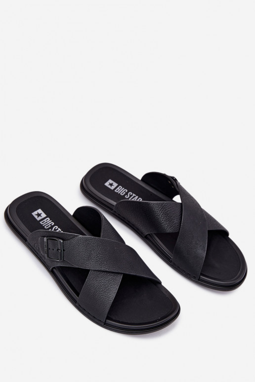 Pantoufles en cuir Mâle avec boucles Big Star RR174076 couleur noire