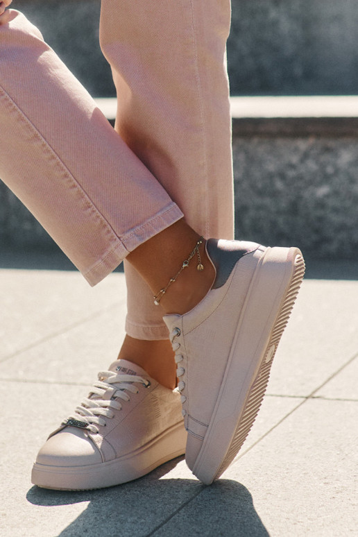 Chaussures modèle baskets Féminin en cuir écologique Big Star RR274259 beige