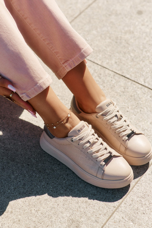 Chaussures modèle baskets Féminin en cuir écologique Big Star RR274259 beige