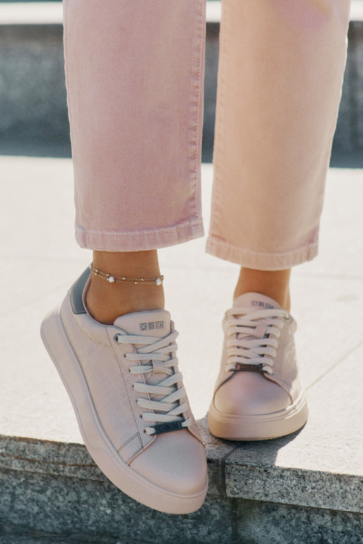 Chaussures modèle baskets Féminin en cuir écologique Big Star RR274259 beige