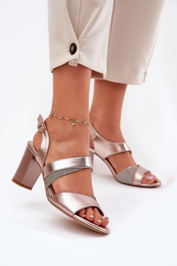 Sandales à talons hauts pour femme Sergio Leone SK866 couleur or rose