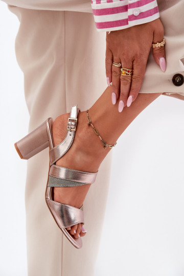 Sandales à talons hauts pour femme Sergio Leone SK866 couleur or rose 2