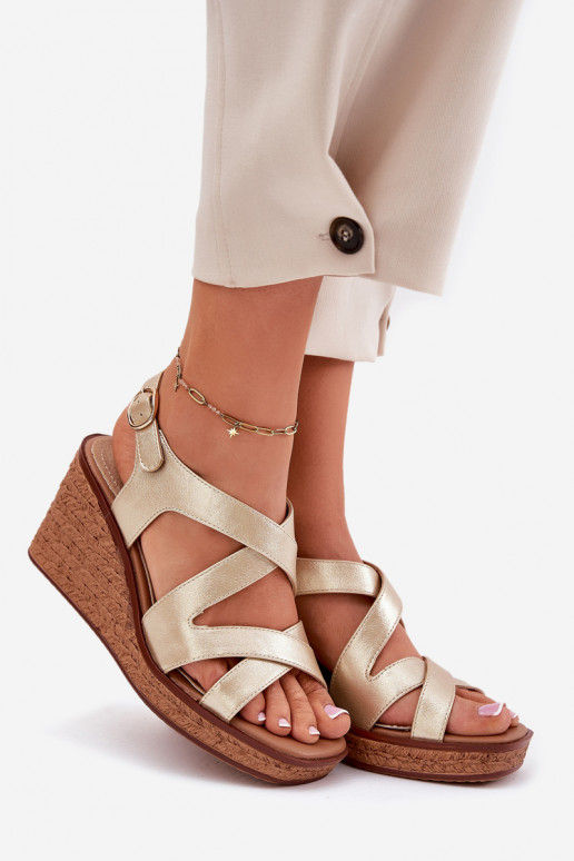 Sandales pour femmes Sur un coin Sergio Leone SK223 couleur dorée Sandales pour femmes Sur un coin Sergio Leone SK223 couleur dorée