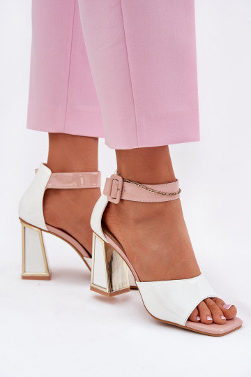 Sandales laquées pour femme avec des talons Vinceza 20266 couleur blanche