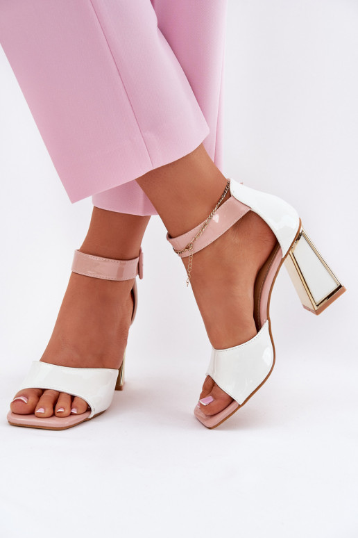 Sandales laquées pour femme avec des talons Vinceza 20266 couleur blanche