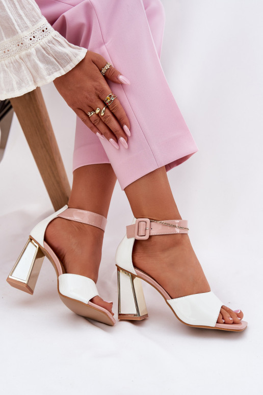 Sandales laquées pour femme avec des talons Vinceza 20266 couleur blanche