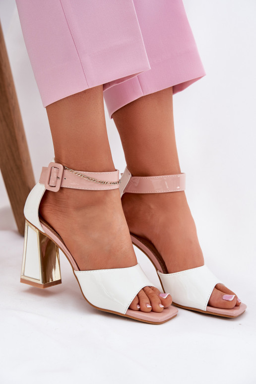 Sandales laquées pour femme avec des talons Vinceza 20266 couleur blanche