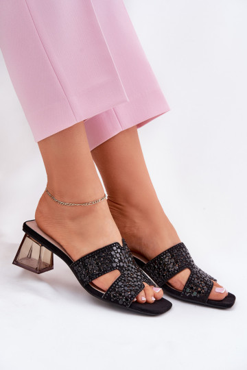 Mules pour femmes avec talons, Vinceza 62230, couleur noire