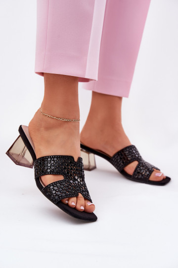 Mules pour femmes avec talons, Vinceza 62230, couleur noire 2