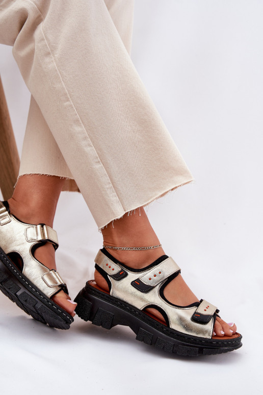 Sandales pour femmes Féminin Z avec fermoir adhésifami Artiker 56C0469 couleur dorée