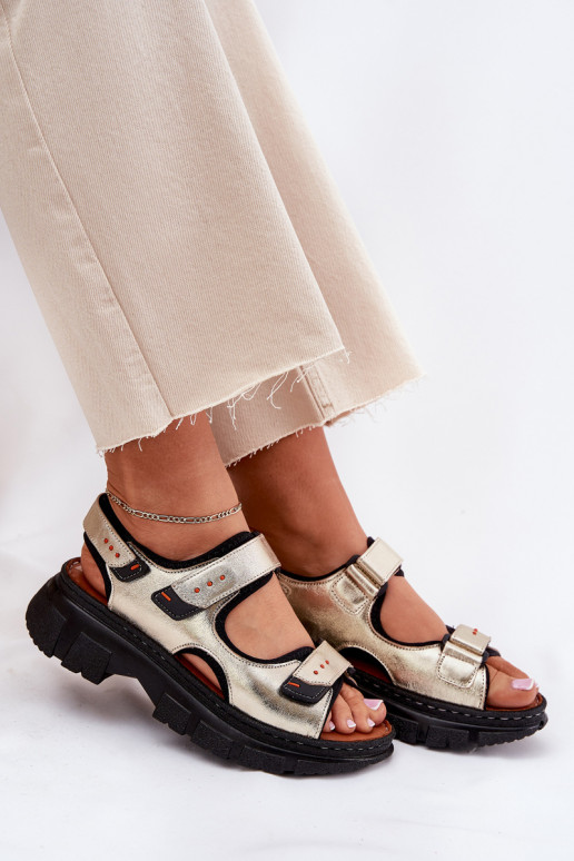 Sandales pour femmes Féminin Z avec fermoir adhésifami Artiker 56C0469 couleur dorée