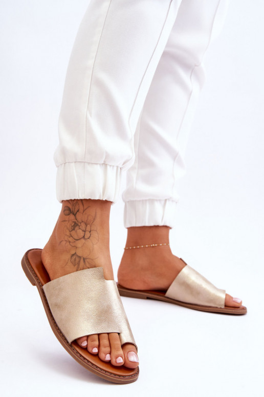 Féminin Pantoufles en cuir Chaussons Doré clair Amite