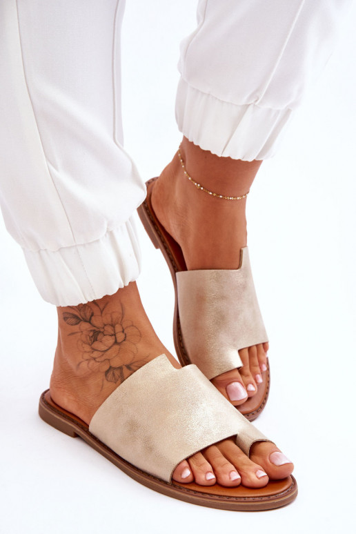 Féminin Pantoufles en cuir Chaussons Doré clair Amite